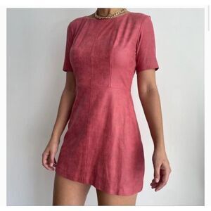 NWT ALEXIS X REVOLVE  faux leather suede rose metallic mini dress with zip back